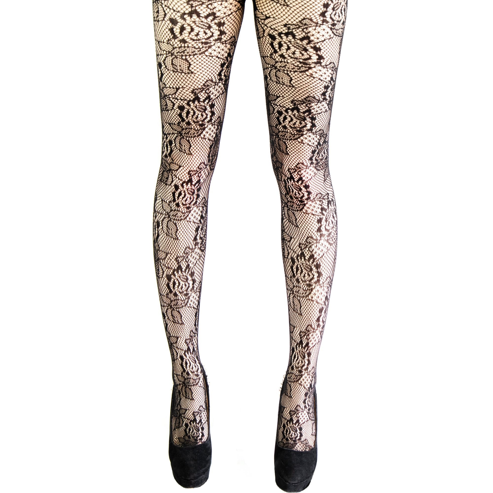 Black Patterned Tights Fishnet Floral Stripe Hearts Lace Women Side Seam  Sexy UK 